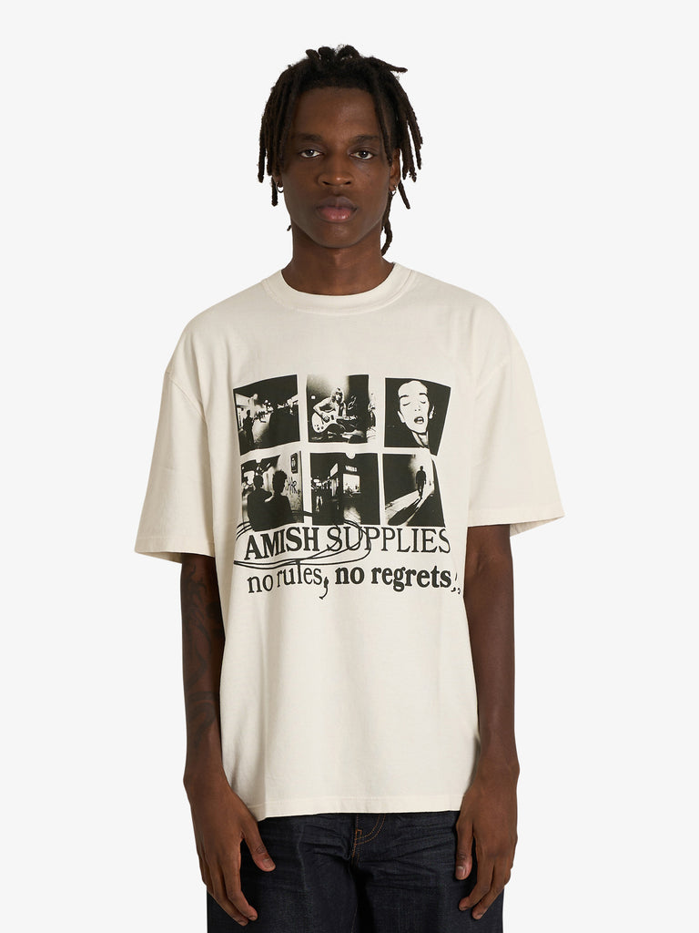AMISH t-shirt girocllo con stampa no rules uomo bianco