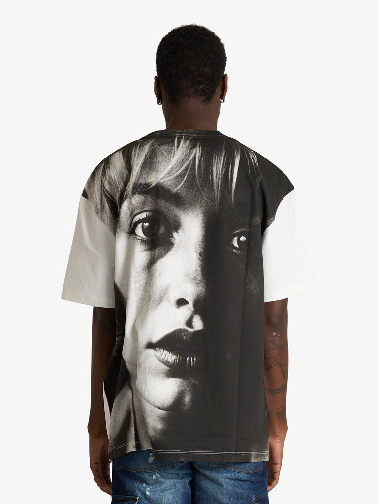 AMISH t-shirt girocollo con stampa portrait uomo bianco