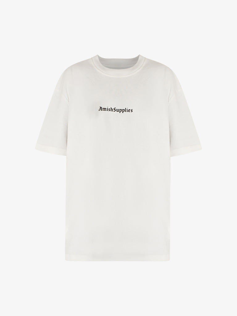 AMISH t-shirt girocollo con stampa portrait uomo bianco