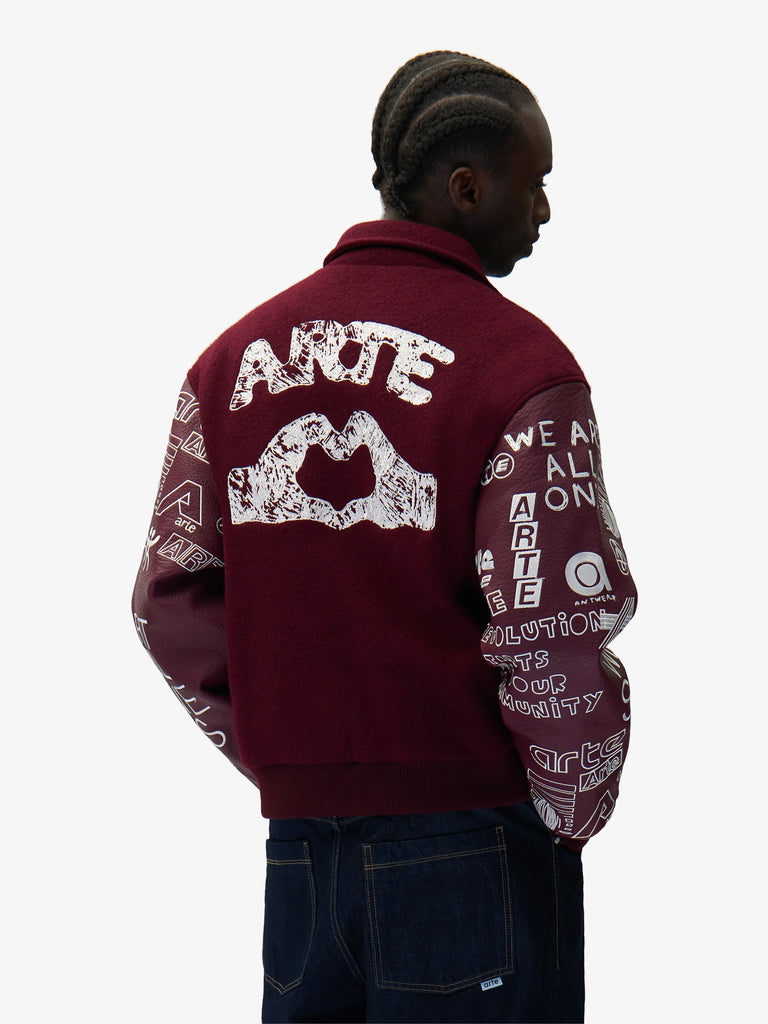 ARTE ANTWERP giubbotto graffiti varsity uomo bordeaux lana