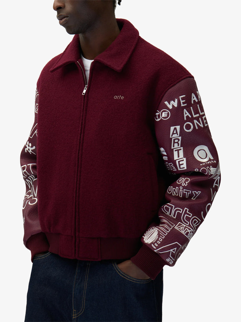 ARTE ANTWERP giubbotto graffiti varsity uomo bordeaux lana