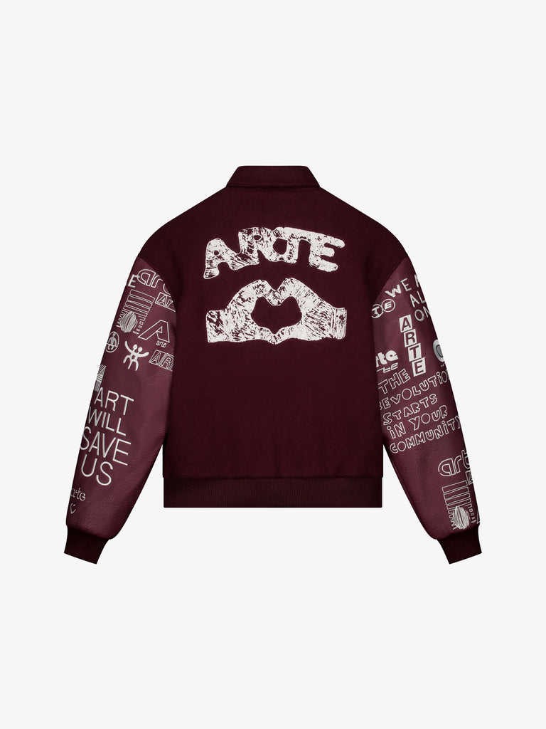 ARTE ANTWERP giubbotto graffiti varsity uomo bordeaux lana