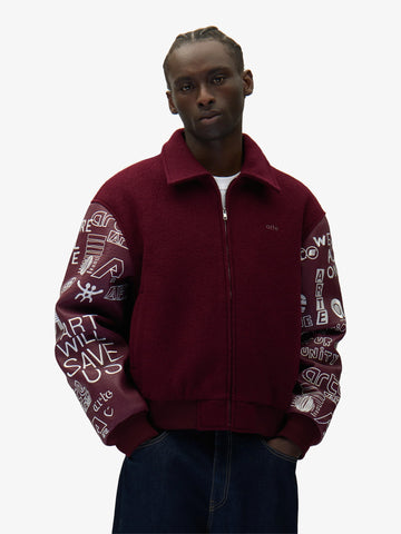 ARTE ANTWERP giubbotto graffiti varsity uomo bordeaux lana