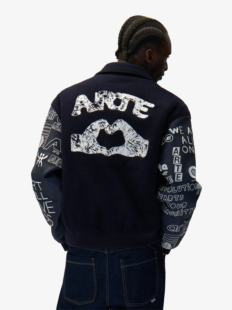 ARTE ANTWERP giubbotto graffiti varsity uomo blu lana
