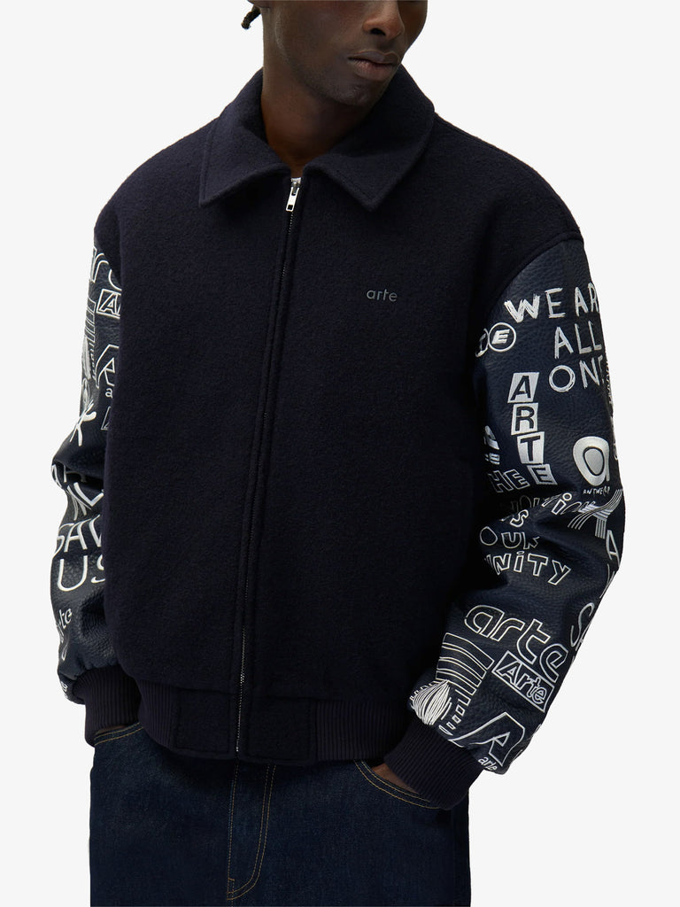 ARTE ANTWERP giubbotto graffiti varsity uomo blu lana