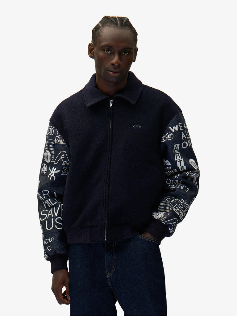 ARTE ANTWERP giubbotto graffiti varsity uomo blu lana