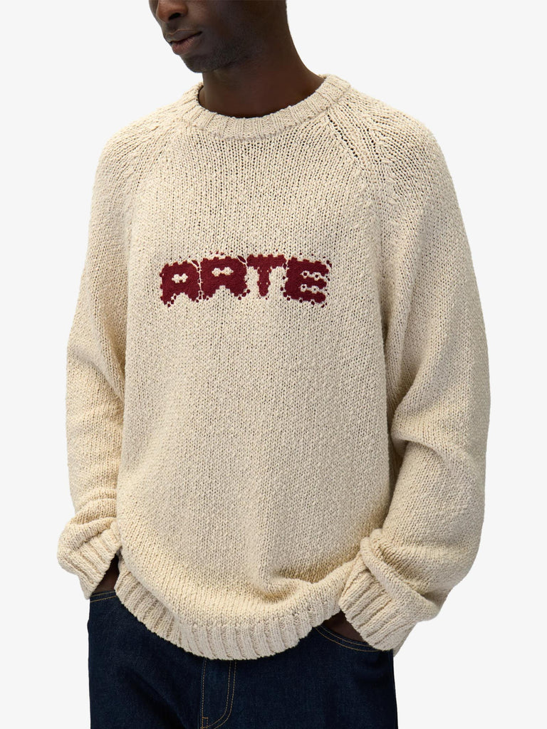 ARTE ANTWERP maglione pixel front uomo beige cotone