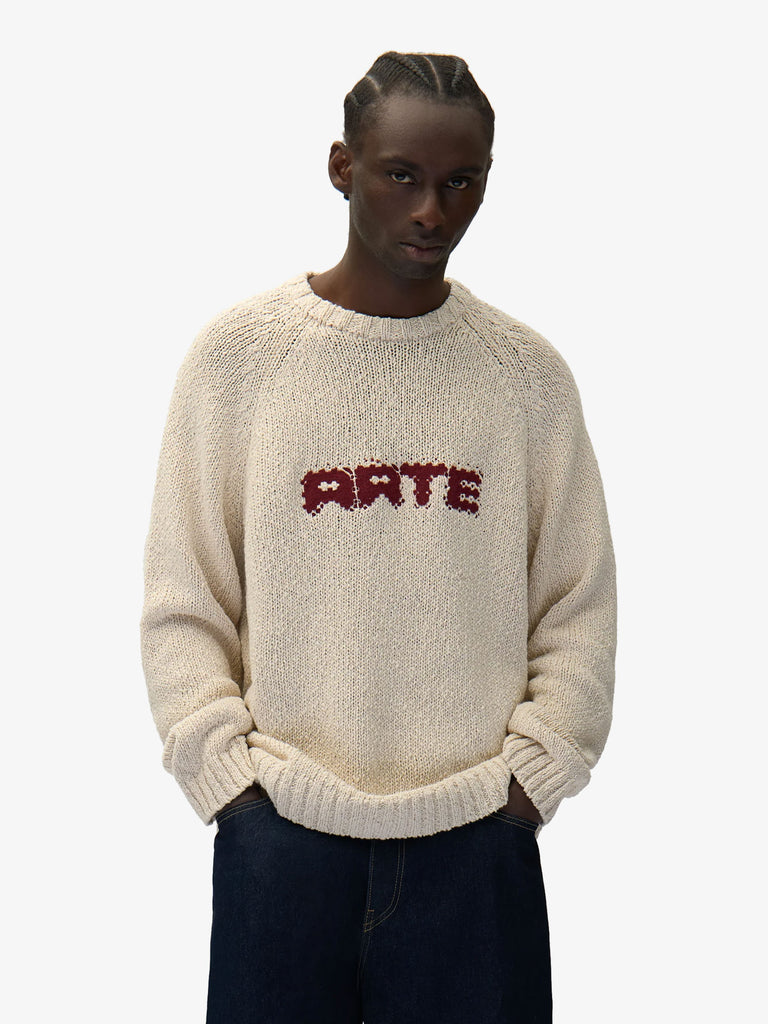 ARTE ANTWERP maglione pixel front uomo beige cotone