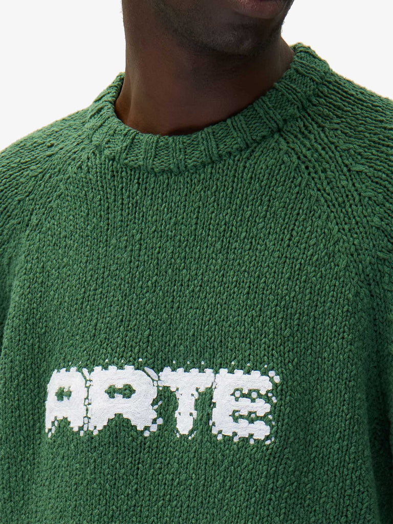 ARTE ANTWERP maglione pixel front uomo verde cotone