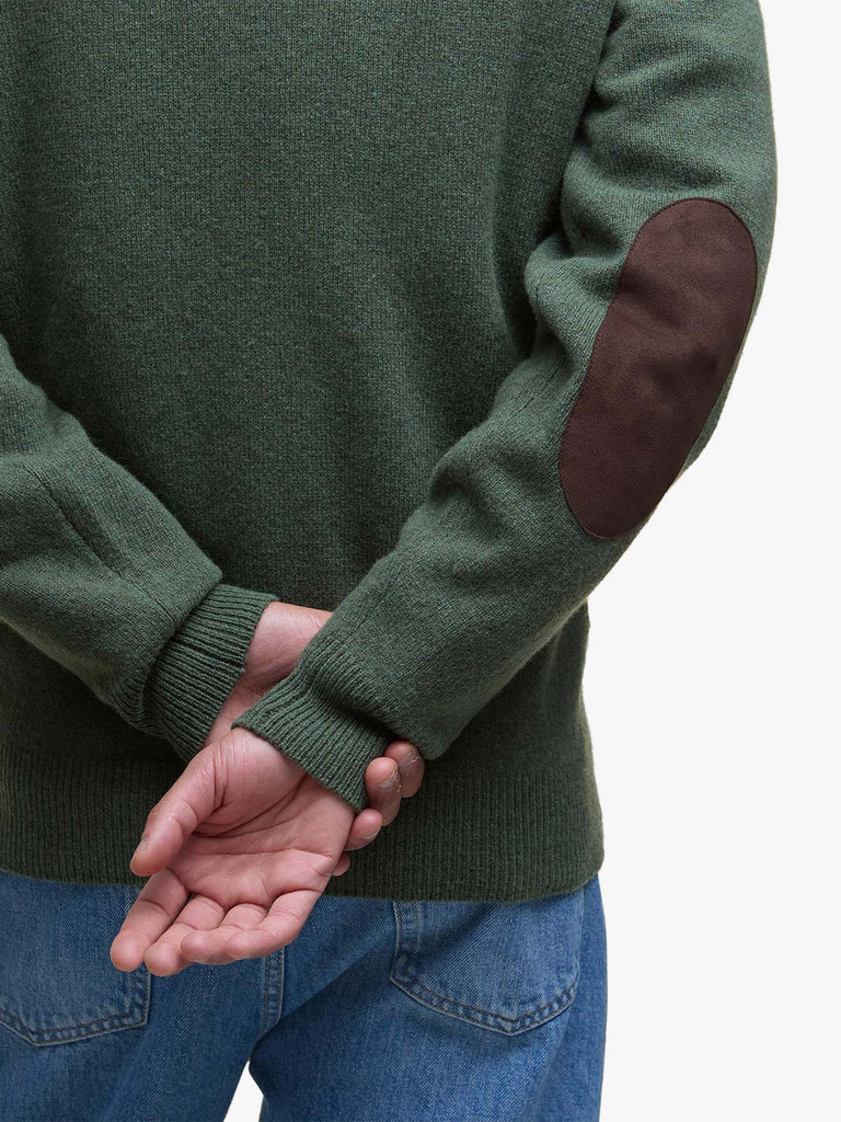 BARBOUR maglione patch con zip uomo verde lana