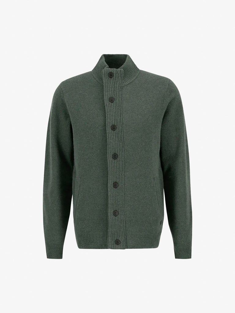 BARBOUR maglione patch con zip uomo verde lana