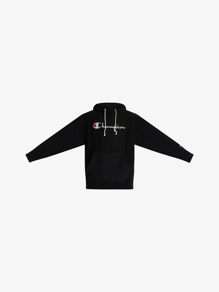 CHAMPION felpa con cappuccio reverse weave con interno felpato uomo nero