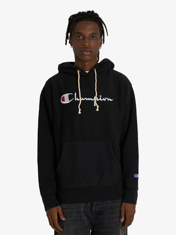 CHAMPION felpa con cappuccio reverse weave con interno felpato uomo nero