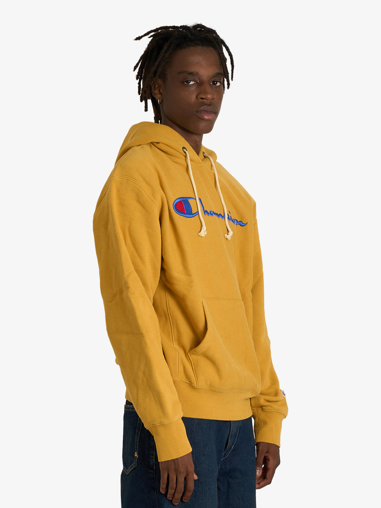 CHAMPION felpa con cappuccio reverse weave con interno felpato uomo giallo