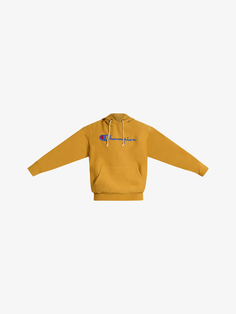 CHAMPION felpa con cappuccio reverse weave con interno felpato uomo giallo