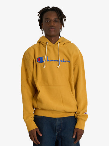CHAMPION felpa con cappuccio reverse weave con interno felpato uomo giallo