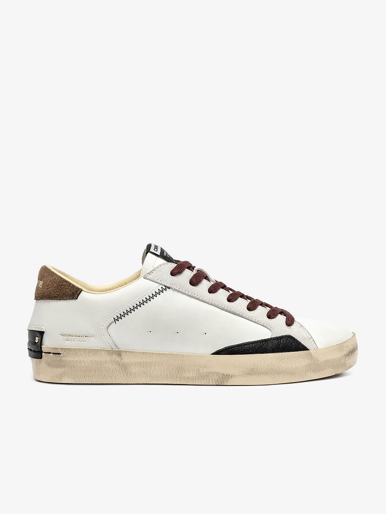 CRIME LONDON sneakers uomo distressed 11001AA8 pelle bianco