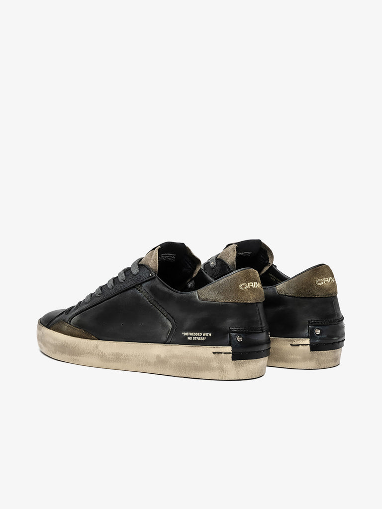 CRIME LONDON sneakers uomo distressed 11001aa8 pelle nero