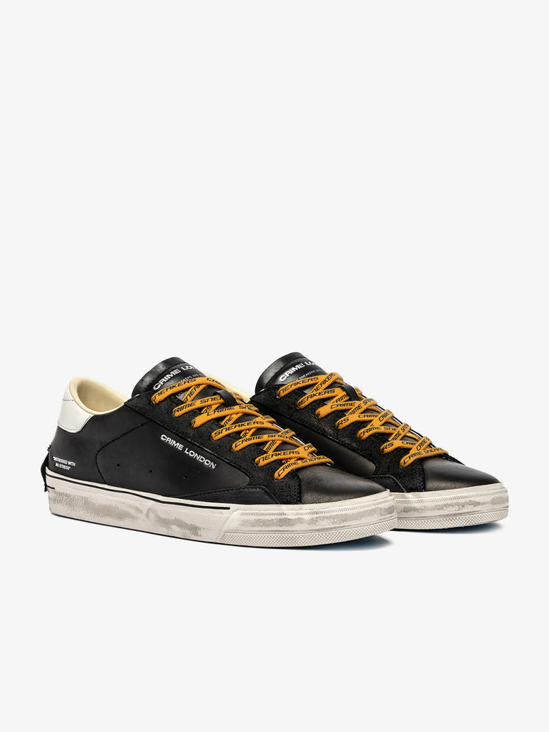 CRIME LONDON sneakers uomo distressed 11074AA820 pelle nero