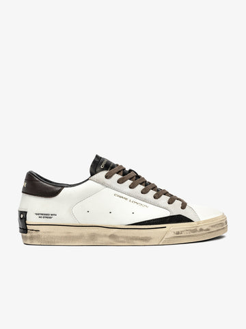 CRIME LONDON sneakers uomo distressed 11075AA810 pelle bianco
