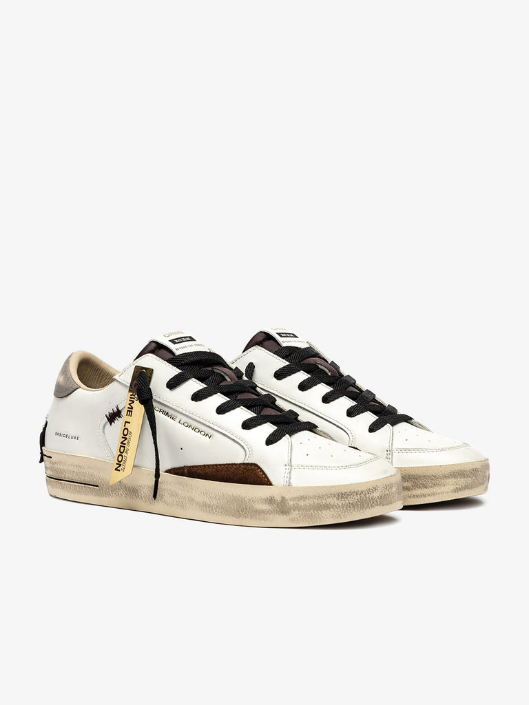 CRIME LONDON sneakers uomo sk8 deluxe 11104AA8 pelle bianco