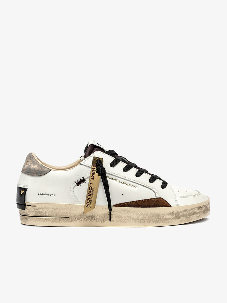 CRIME LONDON sneakers uomo sk8 deluxe 11104AA8 pelle bianco