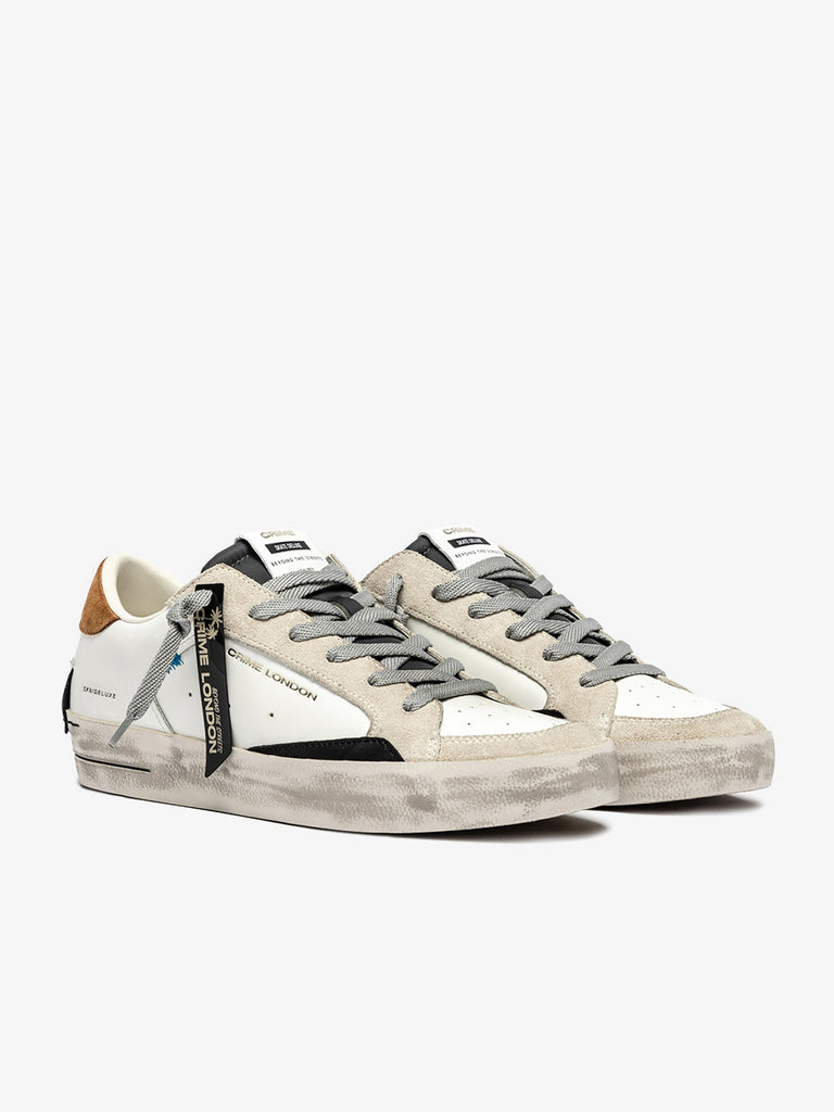 CRIME LONDON sneakers uomo sk8 deluxe 11108AA810 pelle bianco