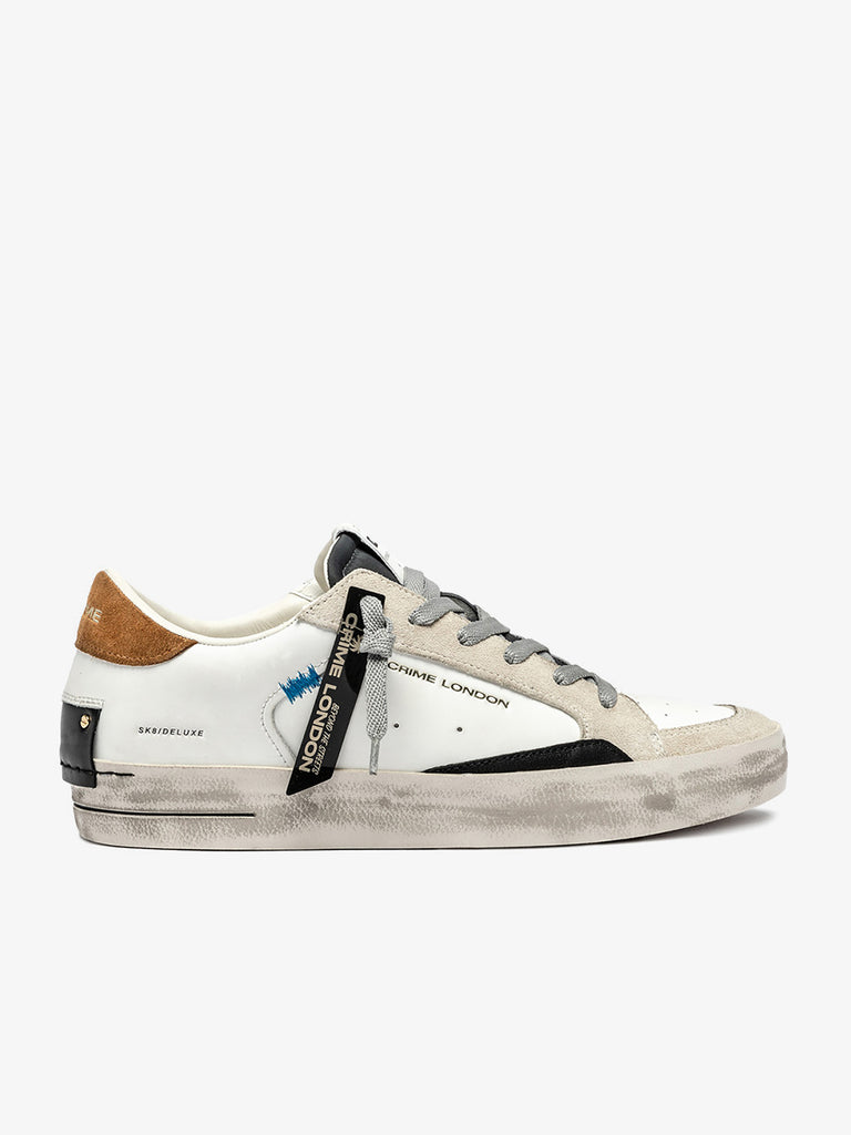 CRIME LONDON sneakers uomo sk8 deluxe 11108AA810 pelle bianco