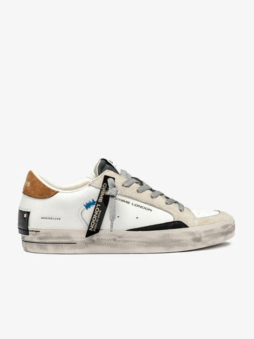 CRIME LONDON sneakers uomo sk8 deluxe 11108AA810 pelle bianco