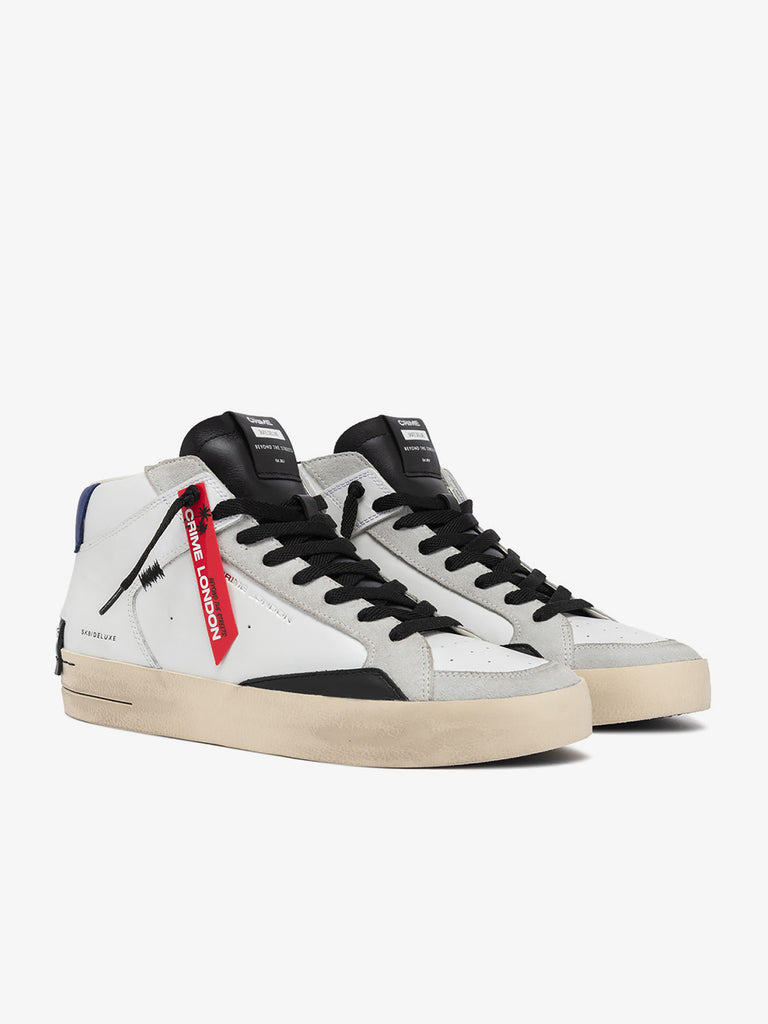 CRIME LONDON sneakers uomo sk8 deluxe mid 15151aa7 pelle bianco
