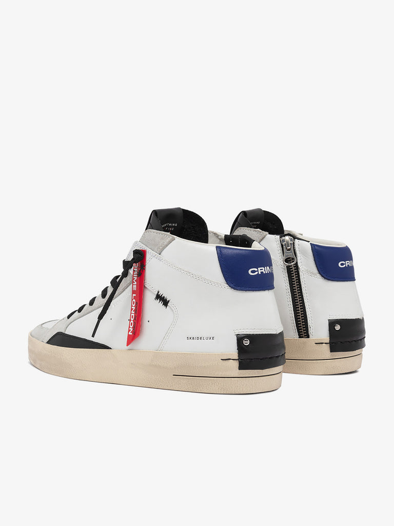 CRIME LONDON sneakers uomo sk8 deluxe mid 15151aa7 pelle bianco