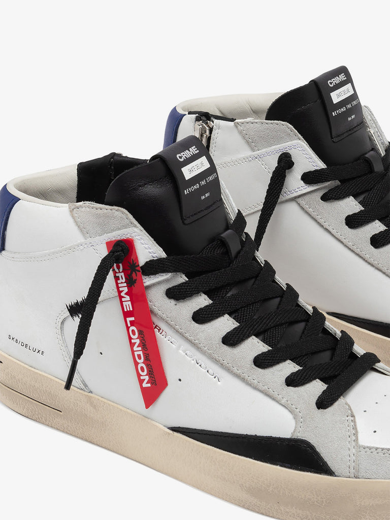 CRIME LONDON sneakers uomo sk8 deluxe mid 15151aa7 pelle bianco
