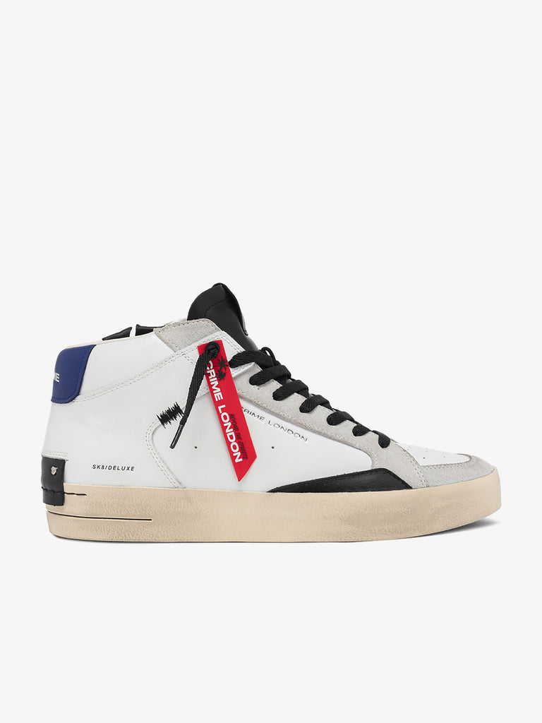 CRIME LONDON sneakers uomo sk8 deluxe mid 15151aa7 pelle bianco