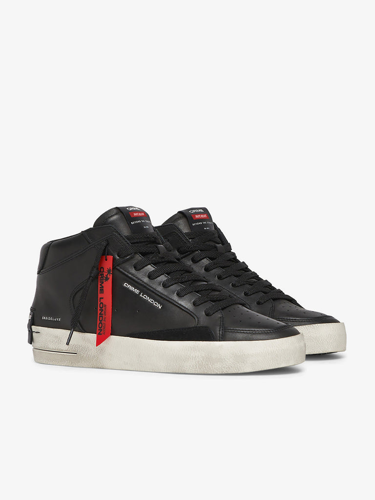 CRIME LONDON sneakers uomo sk8 deluxe mid 18152AA620 pelle nero