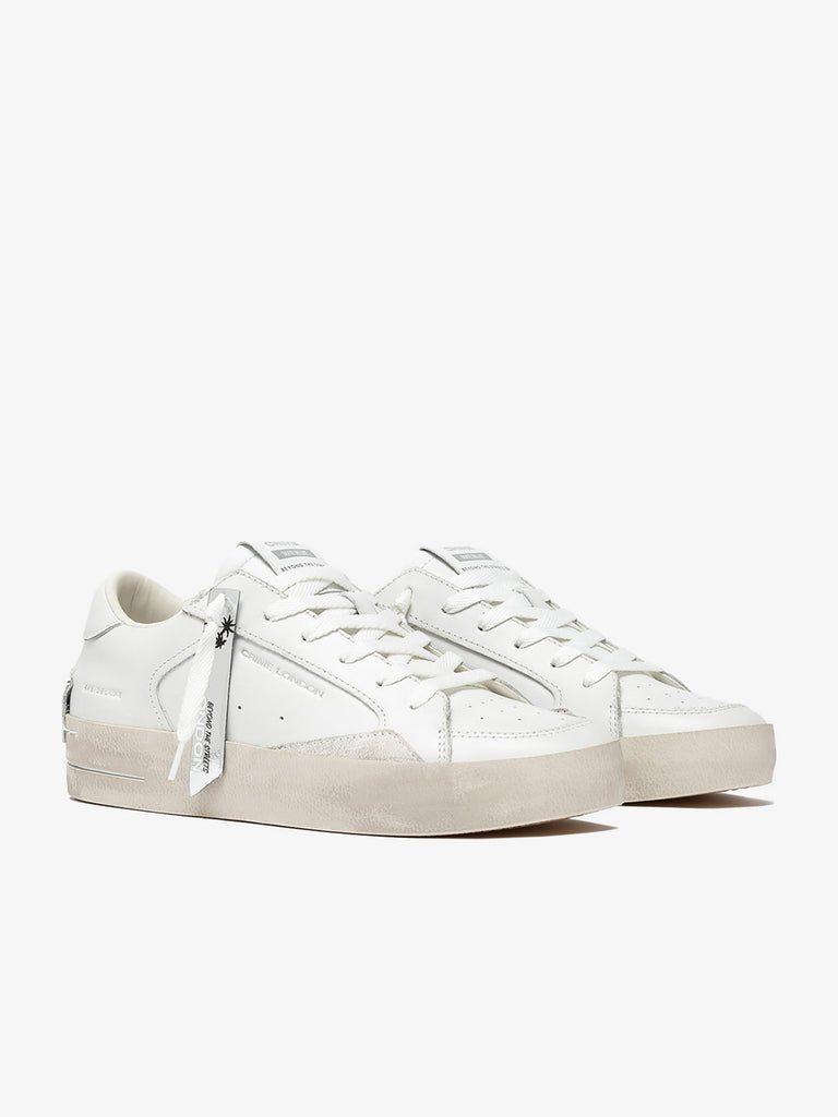 CRIME LONDON sneakers donna sk8 deluxe 21111AA710 pelle bianco