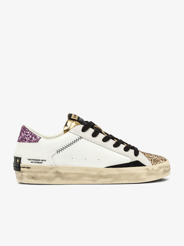 CRIME LONDON sneakers donna distressed 25006AA810 pelle bianco