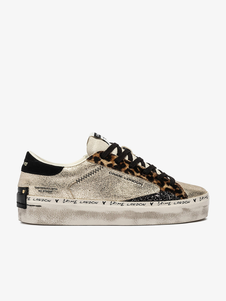 CRIME LONDON sneakers donna distressed 25071AA8 pelle oro