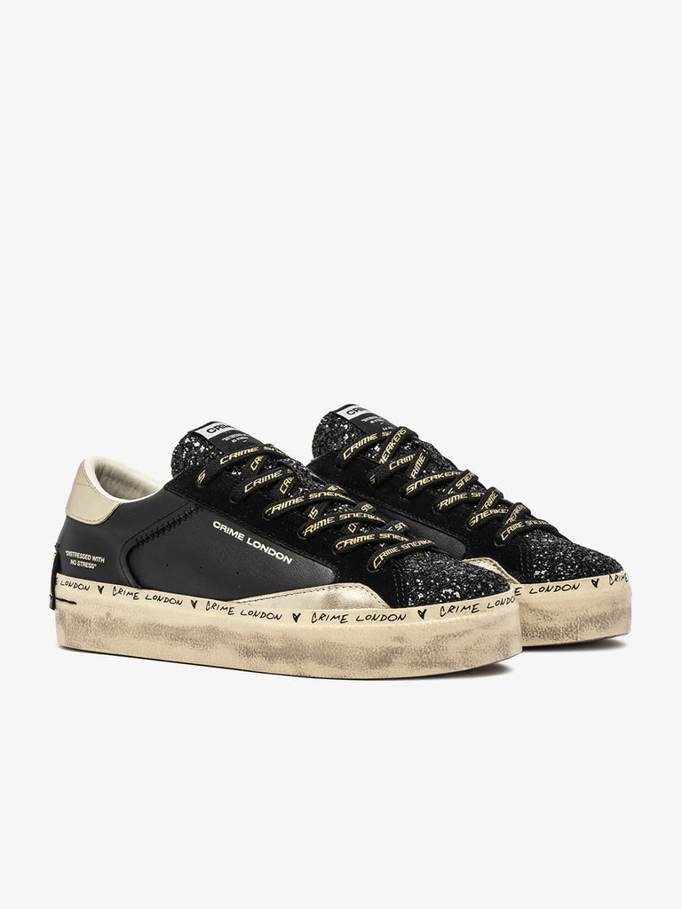 CRIME LONDON sneakers donna distressed platform 25074AA820 pelle nero