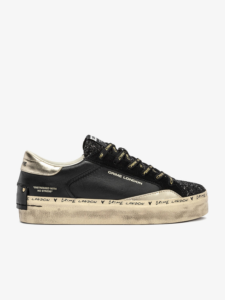 CRIME LONDON sneakers donna distressed platform 25074AA820 pelle nero