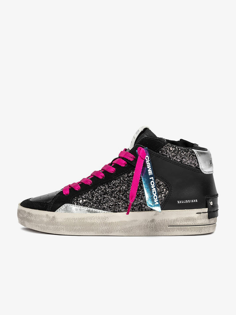 CRIME LONDON sneakers donna sk8 deluxe mid 25150aa8 pelle nero