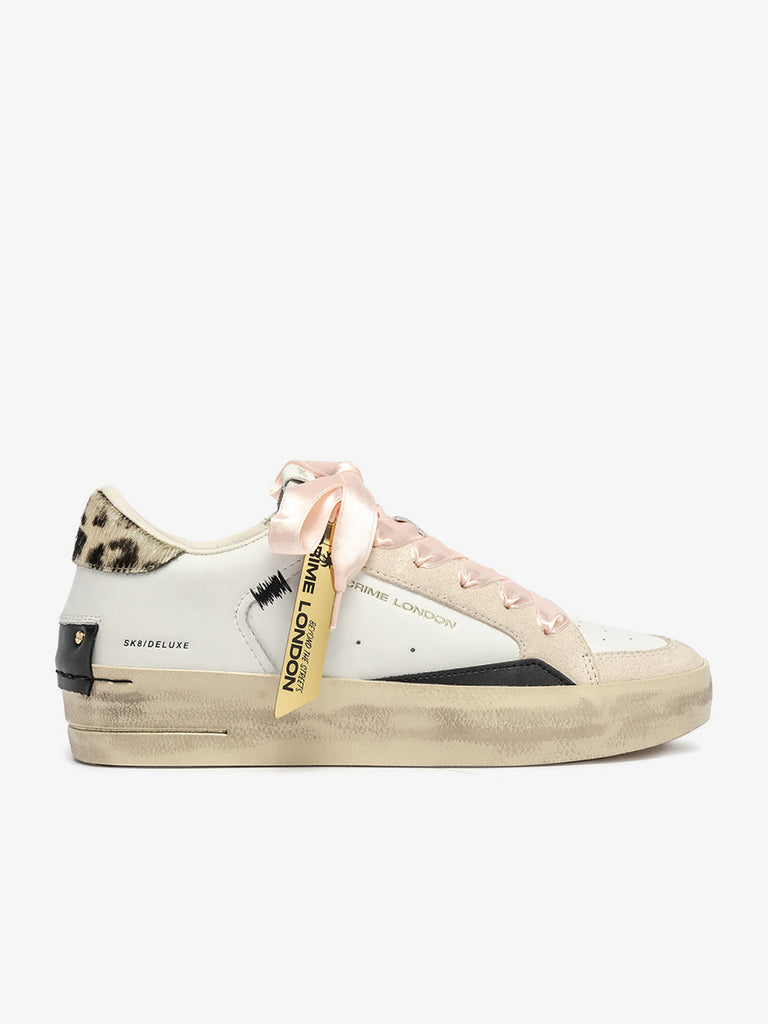 CRIME LONDON sneakers donna sk8 deluxe wedge 25191AA810 pelle bianco