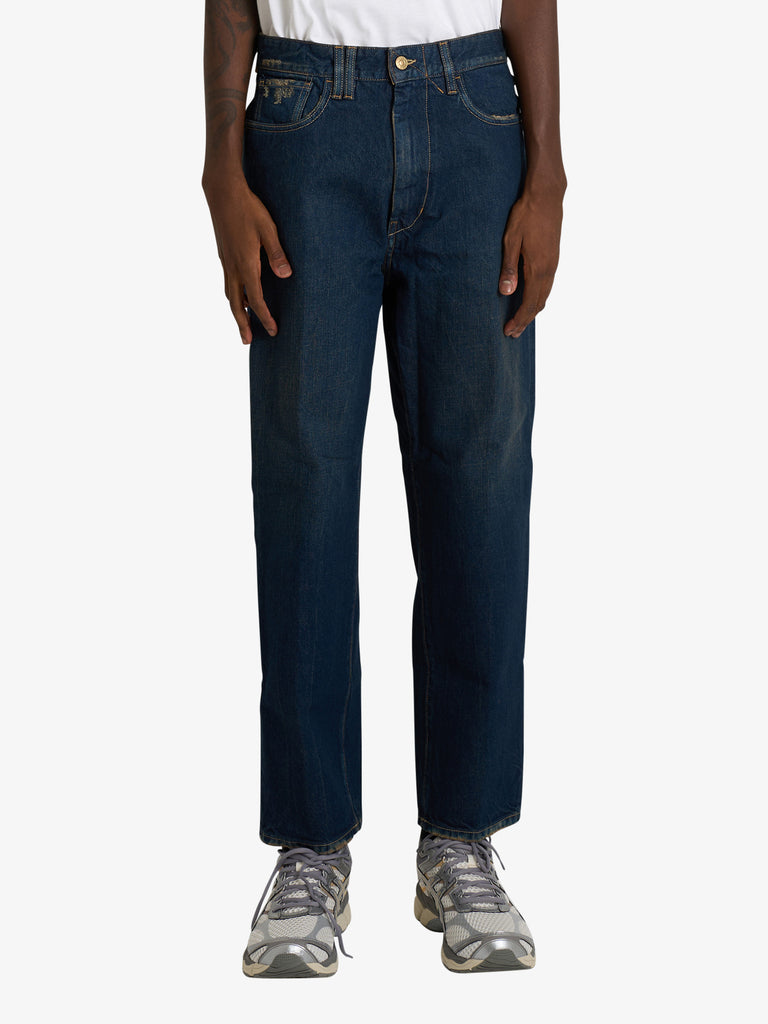CYCLE jeans jumbo baggy fit effetto consumato uomo blu cotone