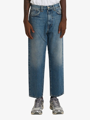 CYCLE jeans jumbo baggy fit bordo danneggiato uomo blu cotone