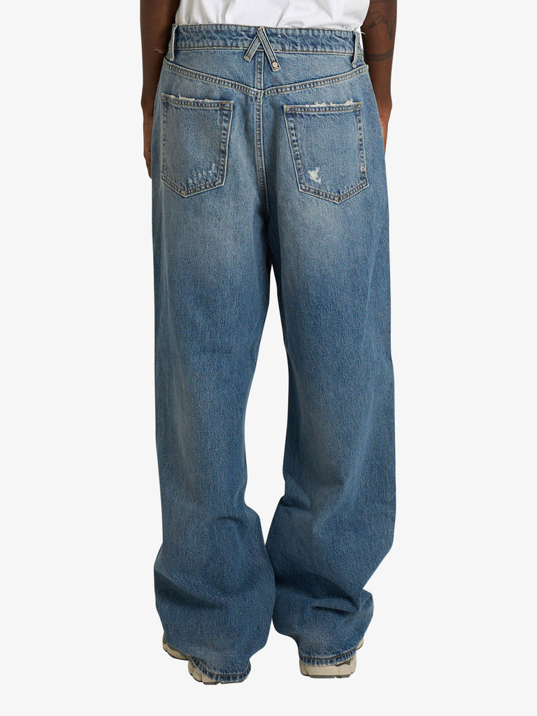 CYCLE jeans big super wide leg con candeggina uomo blu cotone