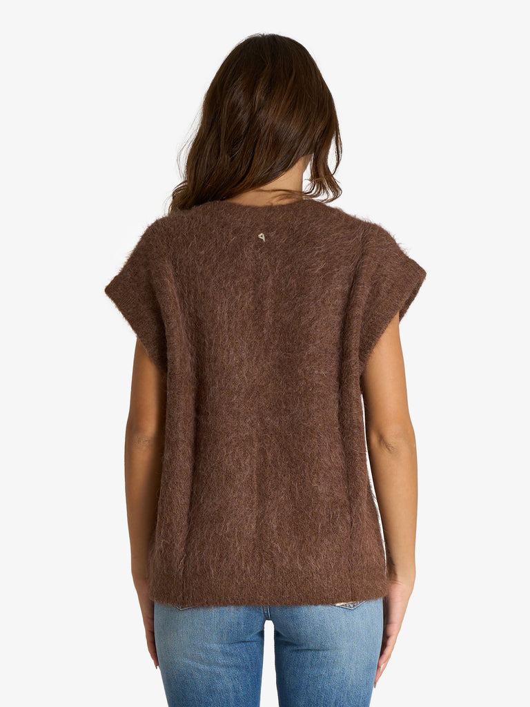 CYCLE gilet spazzolato a costa inglese donna marrone