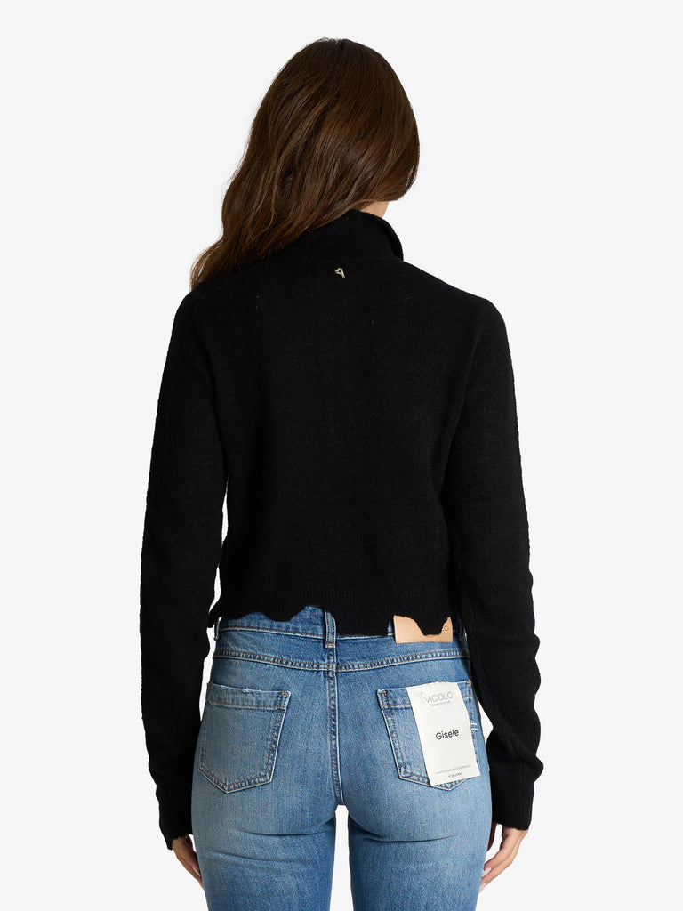 CYCLE polo in maglia misto alpaca donna nero