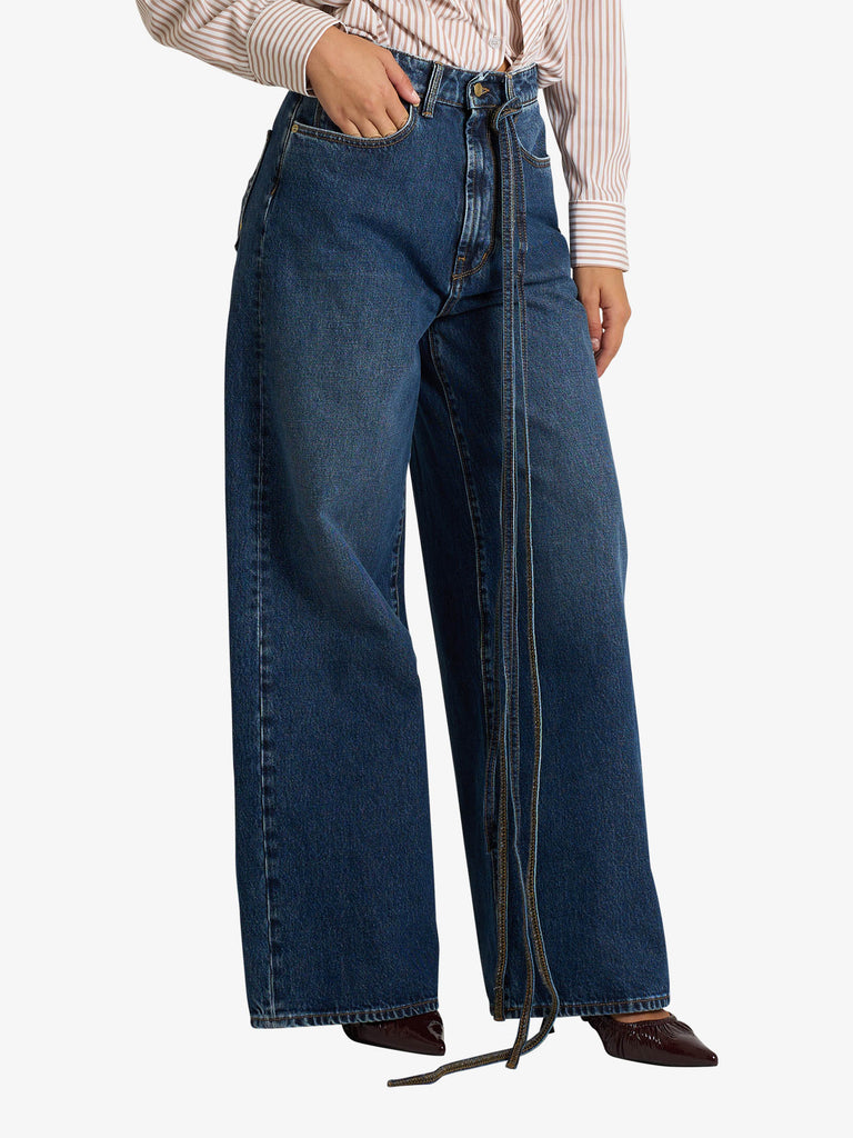 CYCLE jeans big low super wide leg low donna blu cotone