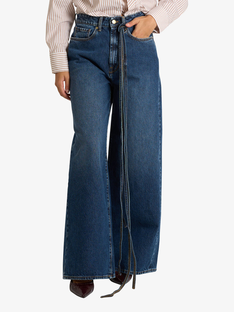 CYCLE jeans big low super wide leg low donna blu cotone