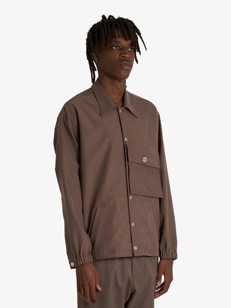 DARK LABEL camicia con tasca applicata uomo marrone