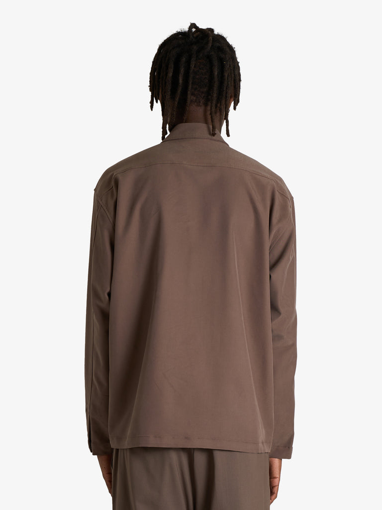 DARK LABEL camicia con tasca applicata uomo marrone